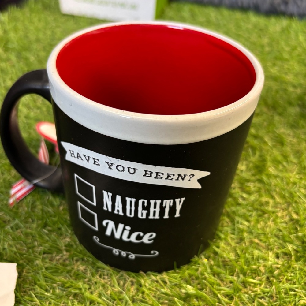 Chalkboard Oversized Christmas Mug Naughty‎ or Nice Holiday Decor Coffee Cup